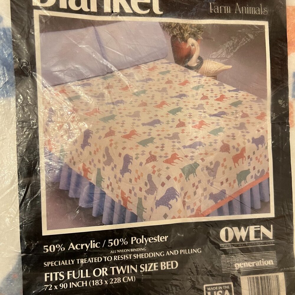 🐮🐷🐴🐔🐑🌻 🌾💛 Farm Animals Blanket – NOS – Twin/Full – Sealed ✨